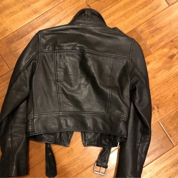 ❌SOLD❌ AllSaints Baron Leather moto Jacket Black - Small - Picture 6 of 6